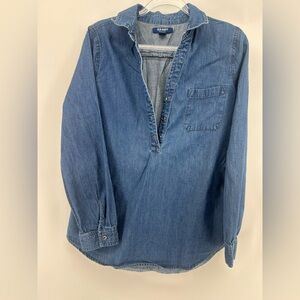 Old Navy Vintage  chambray Popover long sleeve Blue Jean top sz S